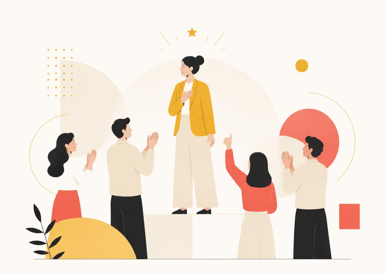 Illustration of a team celebrating their manager